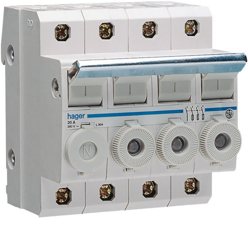 Portefusible combiné 3P+N 20A 380V L31 4M avec cartouche (L90400