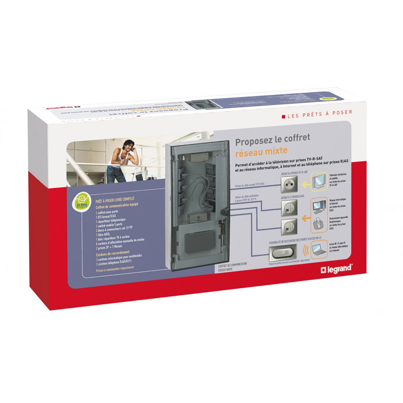 Prêt À Poser Réseau Mixte Coffret + Équip 12 Prises - LEGRAND Prêt À Poser Réseau Mixte Coffret + Équip 12 Prises - LEGRAND