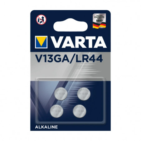 4 piles bouton V13GA - LR44 - A76 Varta Alcaline 1,5V (4276101404)