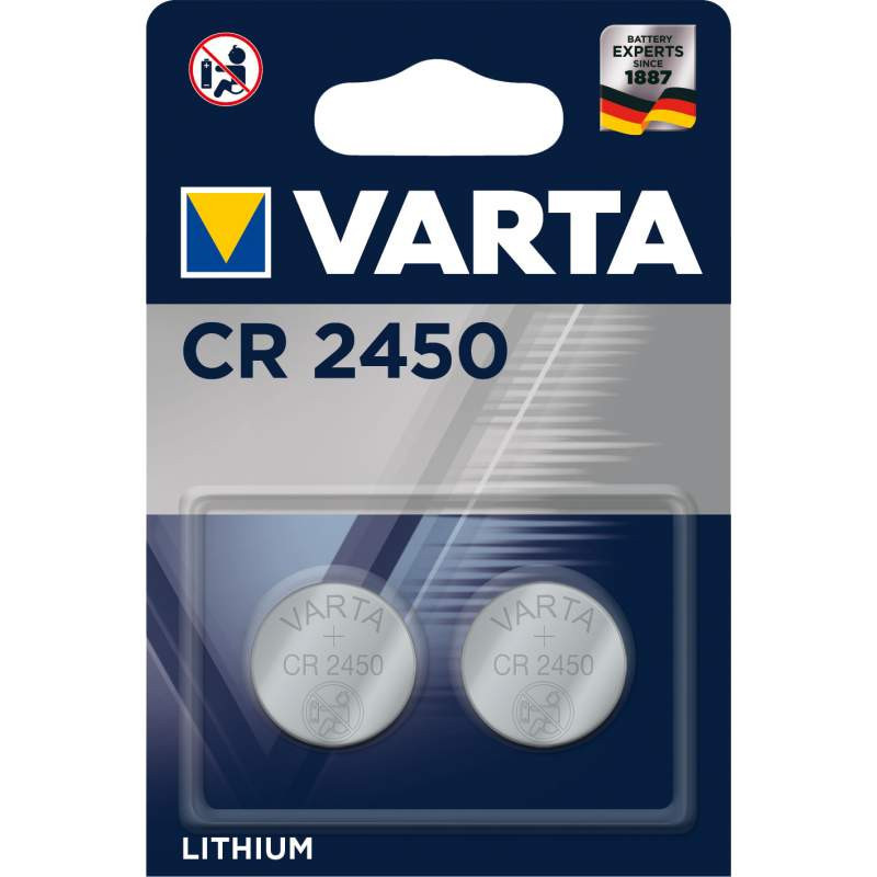 2 Piles bouton CR2450 Varta Lithium 3V (6450101402)