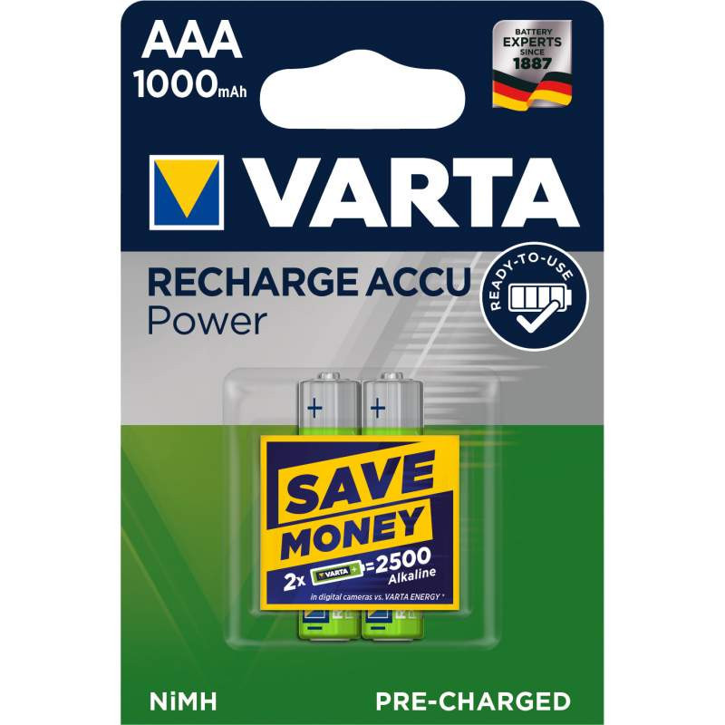 2 Piles Rechargeables AAA / HR03 1000mAh Varta Accu Pro (5703301402)