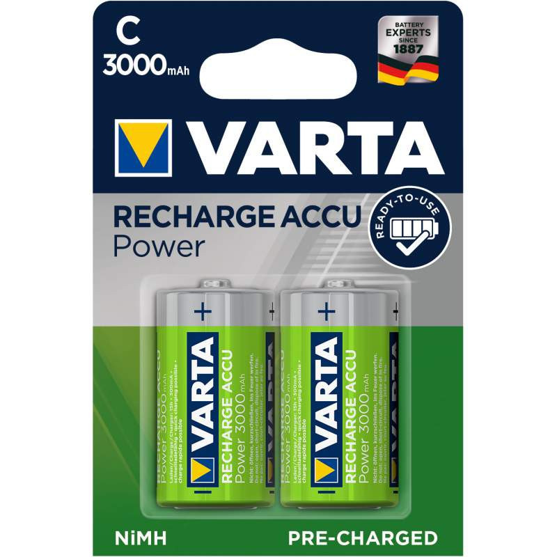 2 Piles Rechargeables C / HR14 3000mAh Varta Accu, Varta