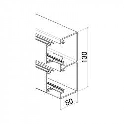 Planet wattohm 68234, Goulotte Logix 45 - 130x50mm - 2 compartiments-2m  -Livré sans couvercle-PVC Noir