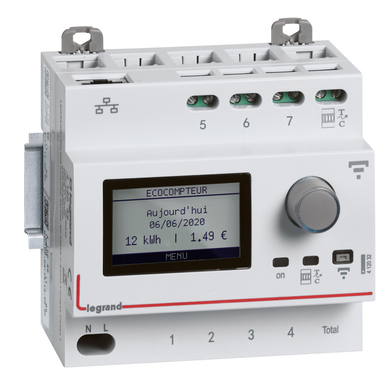 Ecocompteur modulaire connecté pour mesure consommation 5 postes - 5  modules (412032)