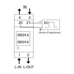 KETLER - KE8003 : Compteur électrique modulaire - Monophasé 80 A - Remise à  zéro partielle - Sortie d'impulsion - Affichage LCD : : Bricolage