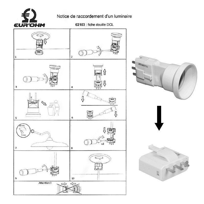 Fiche DCL douille E27 combinée (62103)