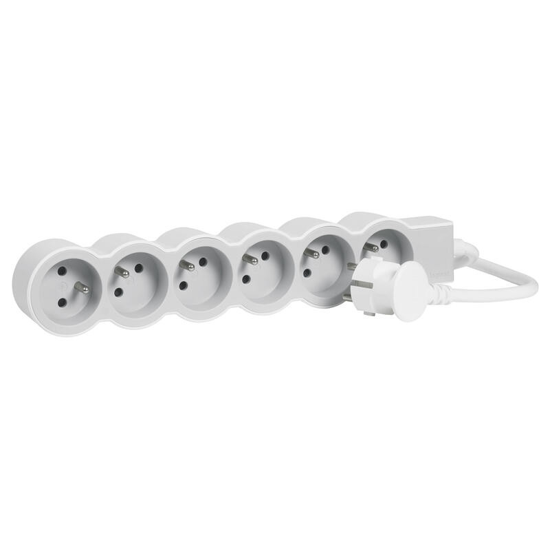 Multiprise - 6 prises 2M 220/250V 16A - Avec Interrupteur-blanc