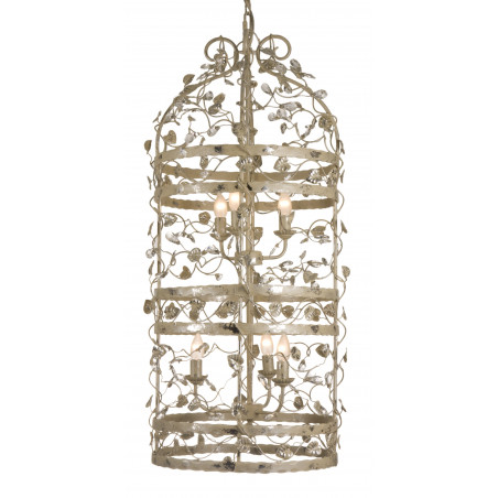 Lustre MICHELANGELO CAGE 6x14 CREME/ZILVE Lustre MICHELANGELO CAGE 6x14 CREME/ZILVE