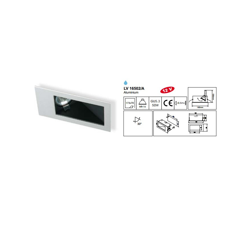 Spot INBOUWSPOT SQUARE ALU 1XGU5.3 35GRAD