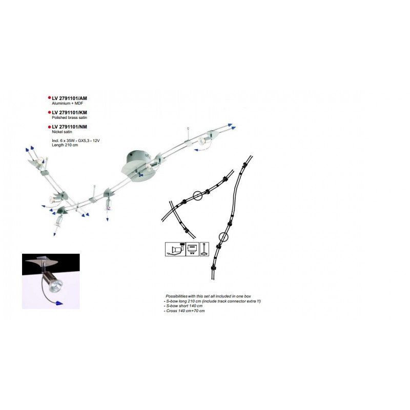 Spot Pauly - RAIL-SET ALU+MDF L210 6X35W/12V