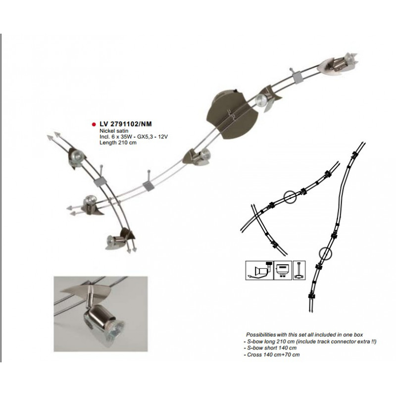 Spot Pauly - RAIL-SET NIKKEL-MAT L210 6X35W/12V