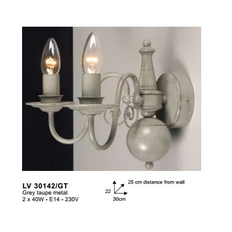 Applique BRUGGE WL2 GREY TAUPE E14-40W Applique BRUGGE WL2 GREY TAUPE E14-40W
