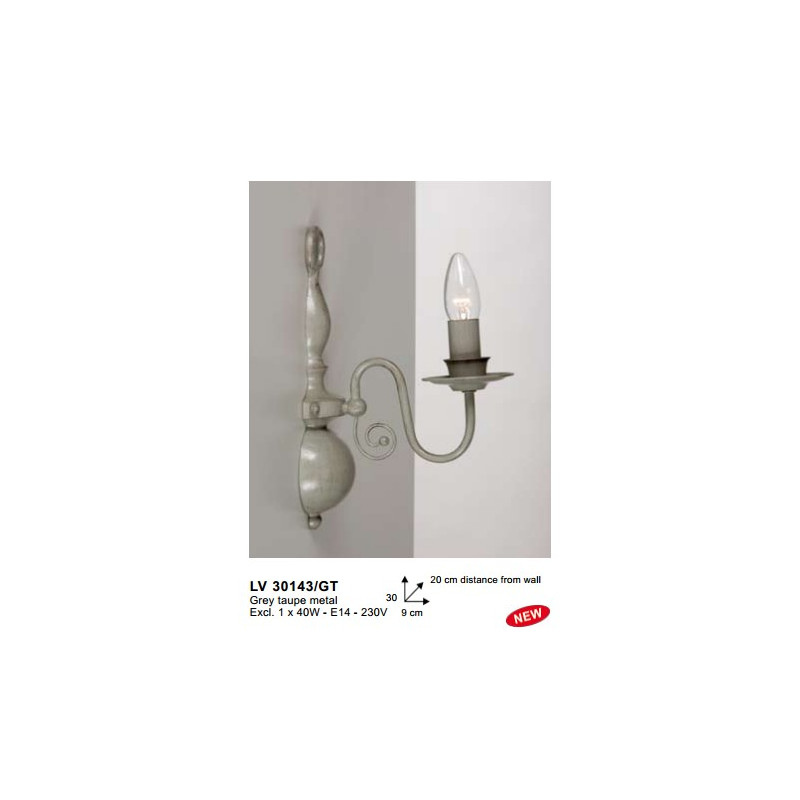 Applique BRUGGE SMALL WL1 GREY TAUPE E14-60W