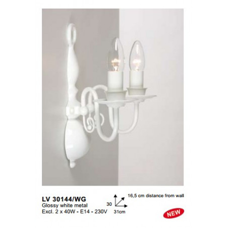 Applique BRUGGE SMALL WL2 WHITE GLOSSY E14-60W Applique BRUGGE SMALL WL2 WHITE GLOSSY E14-60W