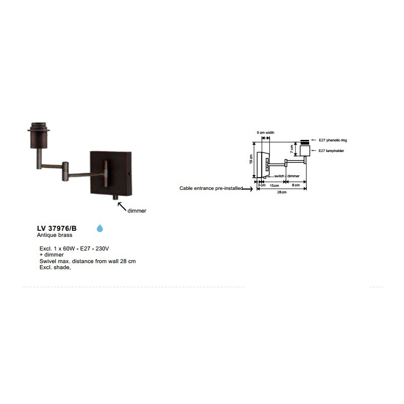 Applique .SUITE 1XE27-60W Brun+DIMMER