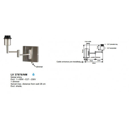 Applique .SUITE 1XE27-60W NIKKEL MAT+DIMMER Applique .SUITE 1XE27-60W NIKKEL MAT+DIMMER