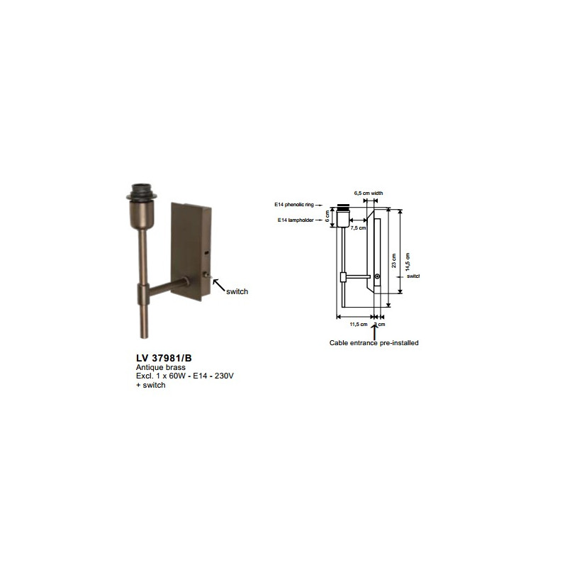 Applique  SUITE L 1XE14 Brun