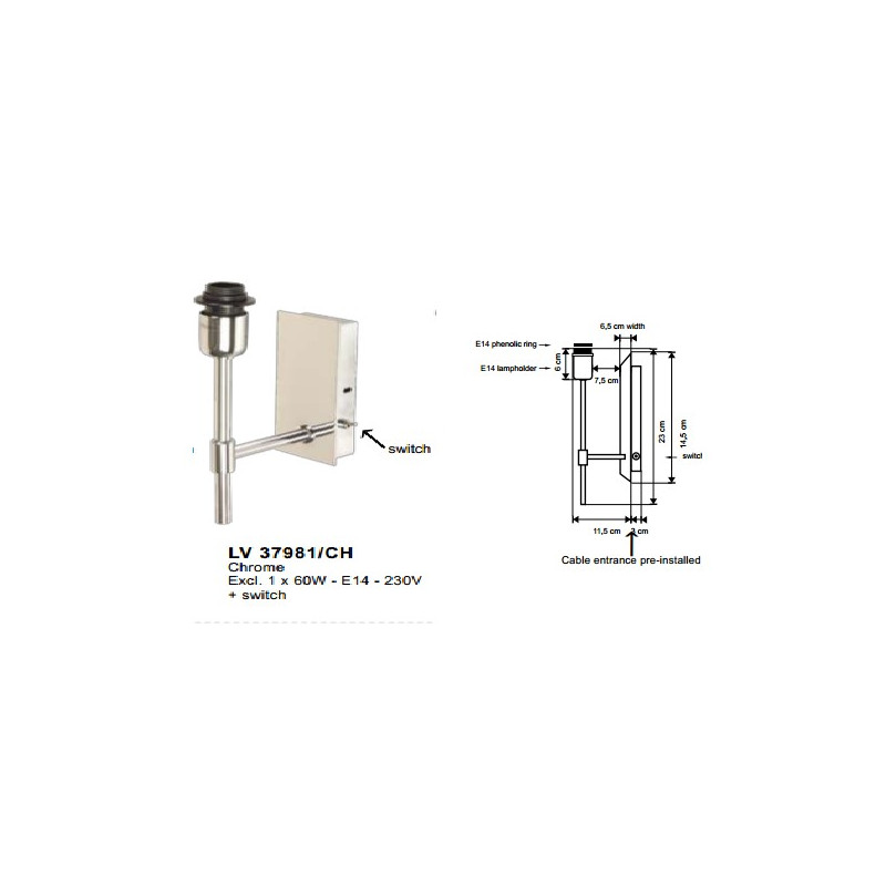 Applique  SUITE L 1XE14 Chrome