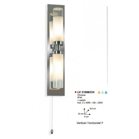 Applique BATH IP44 2XG9-40W +SCHAK CHROOM Applique BATH IP44 2XG9-40W +SCHAK CHROOM