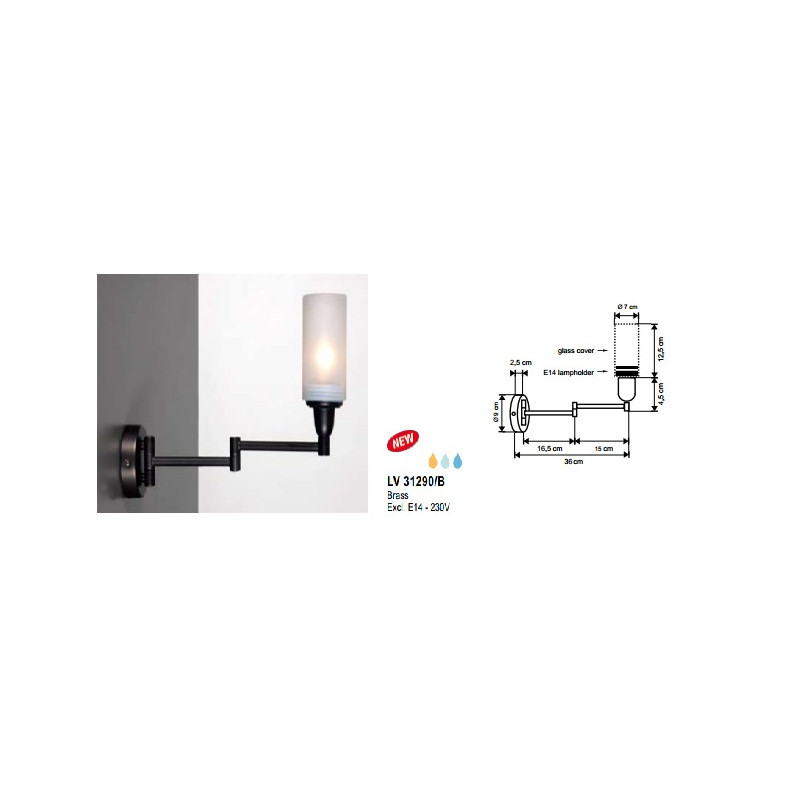 Applique BATH CLASSIC MOBIELE ARM 1XE14 IP44