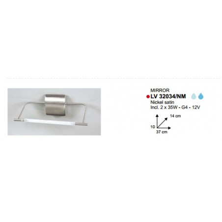 Applique MIRROR I 2X35W 37CM RECHT NIKKEL M Applique MIRROR I 2X35W 37CM RECHT NIKKEL M