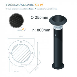 Borne solaire pour éclairage extérieur KENE 1500 LAGAZEL - Autonomie 20 h -  100 lm - Sélection Cazabox