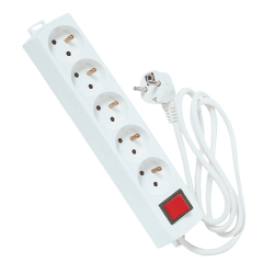 Bloc multiprises 5 prises 16A avec interrupteur blanc