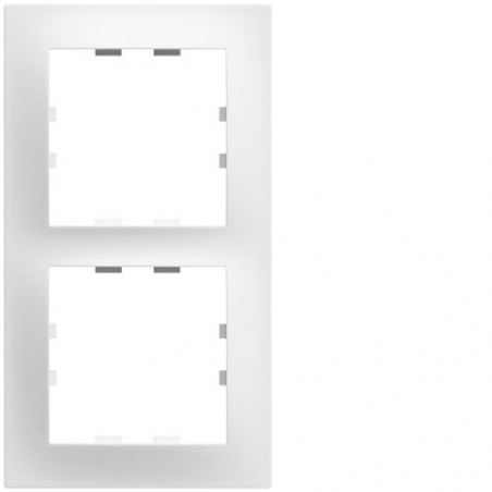 Plaque Double Verticale Hager Kallysta WKN408 Blanc Neve - Installation électrique Design POP | Pour Interrupteur