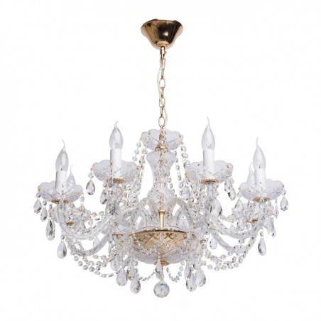 Lustre Antique Blanc En Métal - 8 Ampoules E14 - Luminaire Plafond