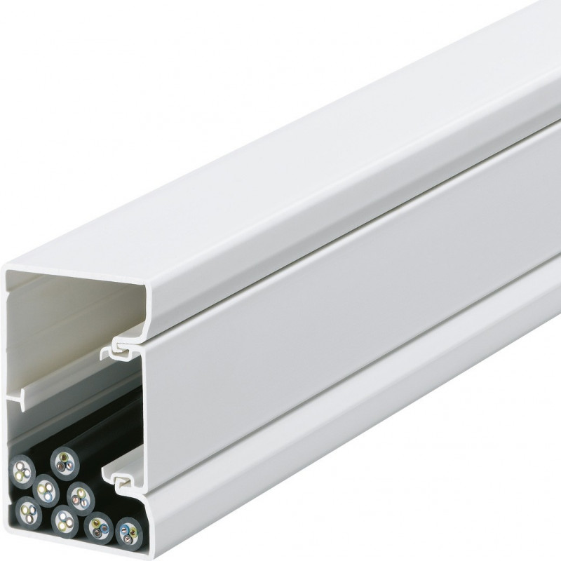 Goulotte électrique en plastique blanc GGK à enclipsage direct 100mm x 65mm  x 1m, Moulures