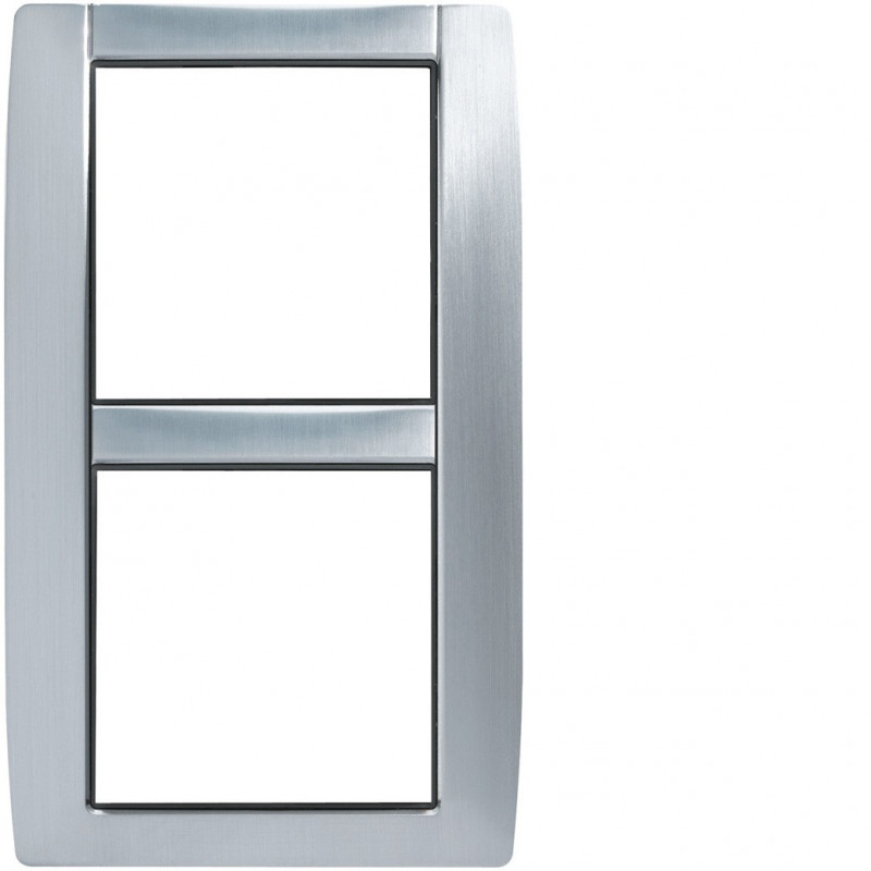 Plaque Horizontale Hager KALLYSTA WK632 - 2 Postes 71 Mm - Métal Galet - Neuf En Boîte