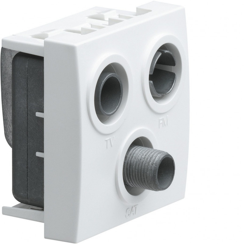 Prise Murale TV+FM+SAT Hager WS256 - 1 Entrée Directe, Couleur Blanc - Neuve Pour Installation