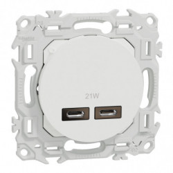 Double chargeur USB-C blanc...