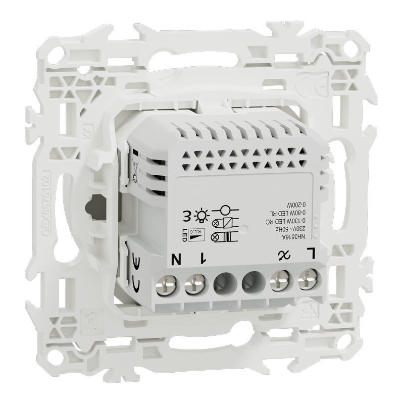 Schneider Electric – Variateur de lumière 2 fils alu 40-600W – Installation encastrée – Résistant aux agents chimiques