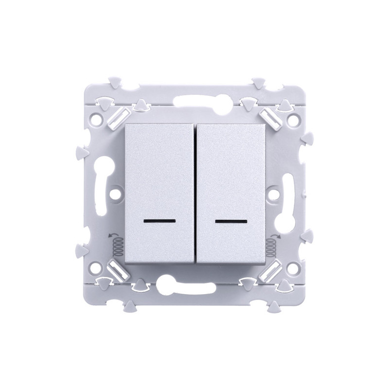 Interrupteur Double Bouton Poussoir Hager WE045 Blanc Essensya - Voyant Non Inclus