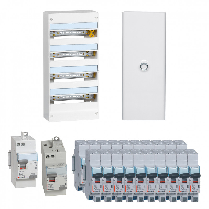 Tableau électrique pré-équipé et pré-câblé 1 rangée - 13 modules (5 inclus) Schneider Electric Tableau électrique pré-équipé et pré-câblé 1 rangée - 13 modules (5 inclus) Schneider Electric