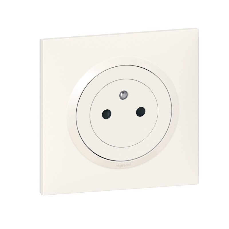 Prise électrique Legrand Dooxie One 2P+T 16A - Livrée Avec Plaque Carrée Blanche Et Griffes, Pour Rénovation