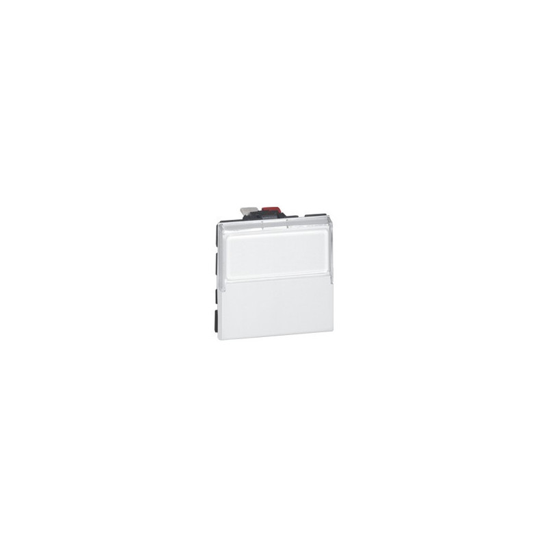 Poussoir inverseur Prog Mosaic - 2 mod - porte-étiquette - 6 A - blanc