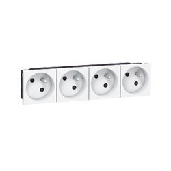 Prise multi supports Prog Mosaic - 4x2P+T à 45° - bornes auto - 8 mod - blanc