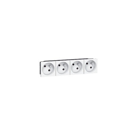 Prise multi supports Prog Mosaic - 4x2P+T à 45° - bornes auto - 8 mod - blanc Prise multi supports Prog Mosaic - 4x2P+T à 45° - bornes auto - 8 mod - blanc