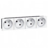 Prise multi supports Prog Mosaic - 4x2P+T à 45° - bornes auto - 8 mod - blanc