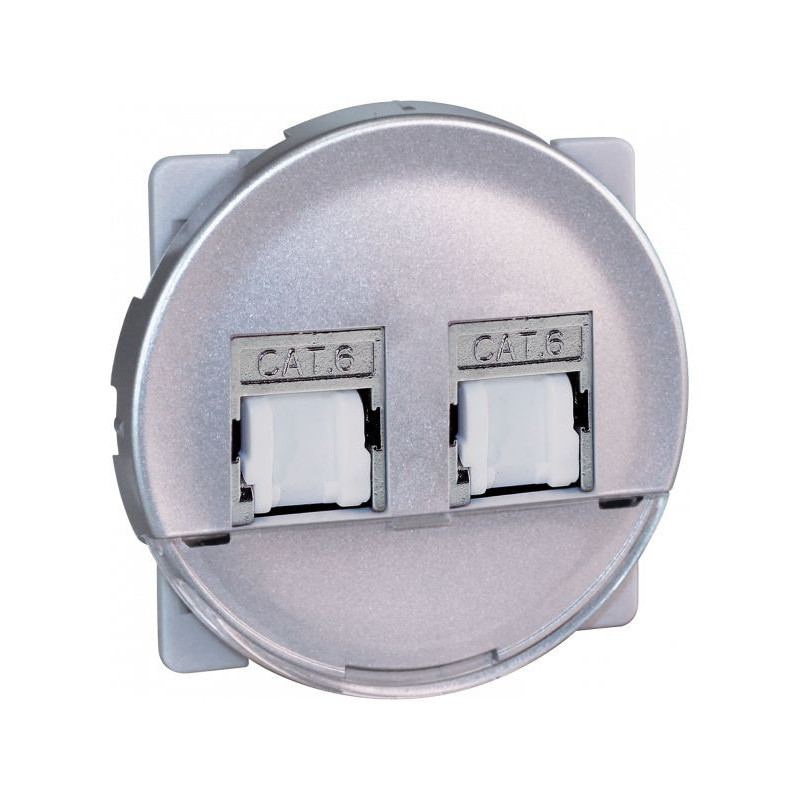 COMETE Double Prise RJ45 Multimédia STP Cat.6 Grade 3 SILVER (61373)