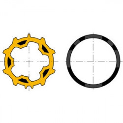 Roue jaune + couronne noire...