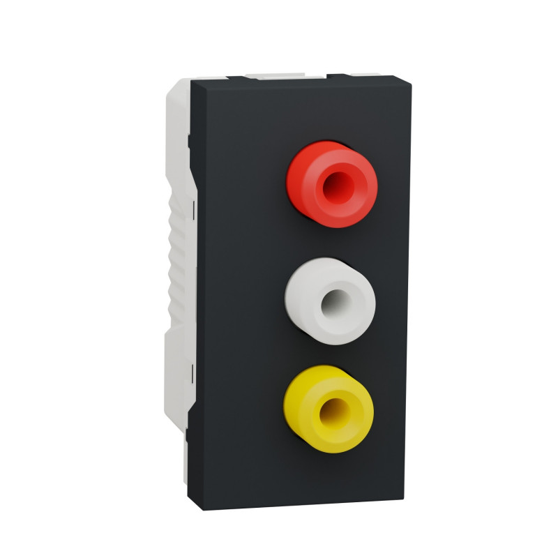 Unica - prise RCA triple (rouge blanc jaune) - 1 mod - Anthracite