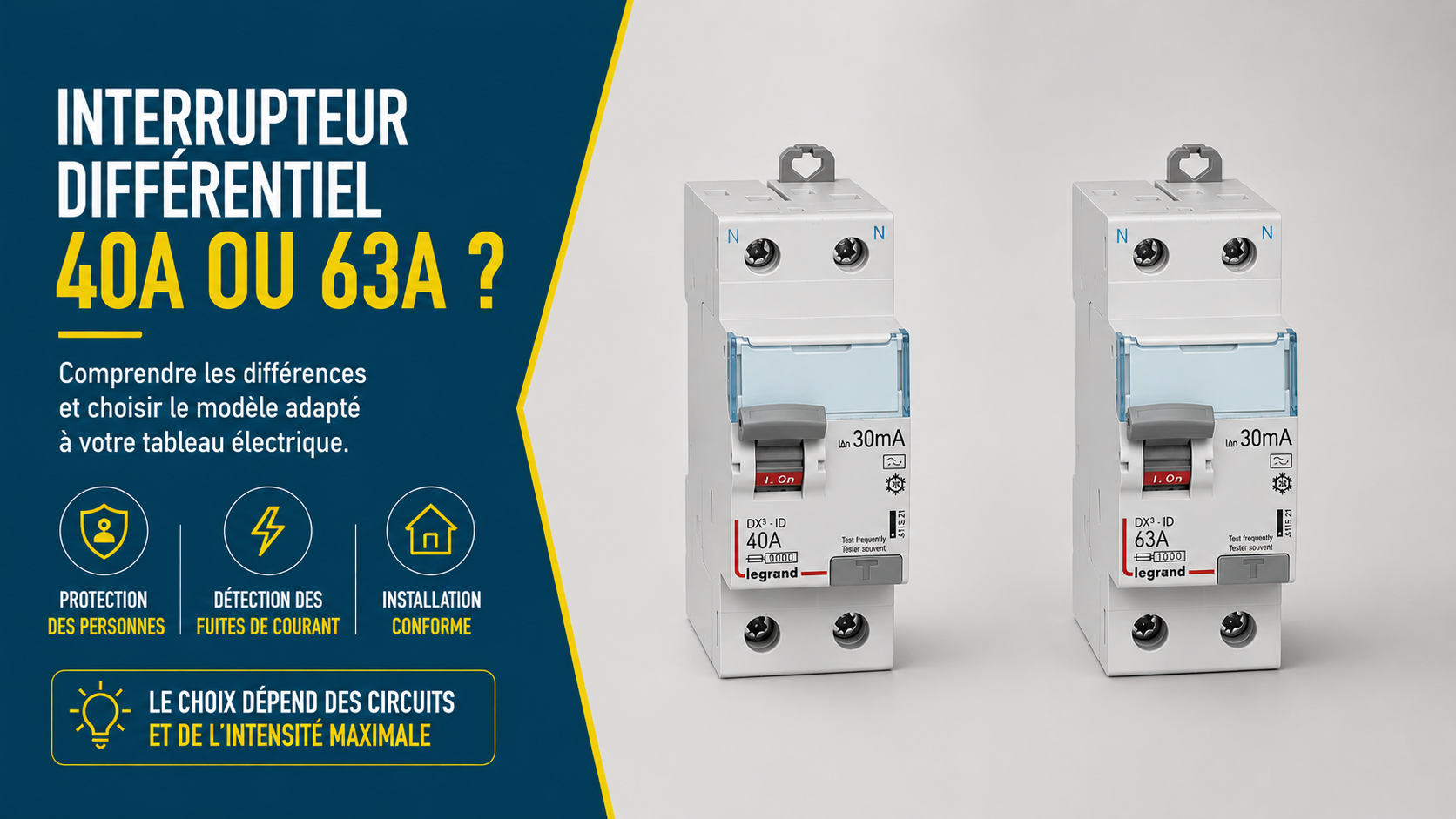 You are currently viewing Interrupteur différentiel 40A ou 63A : lequel choisir ?